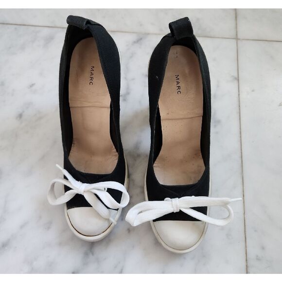 MARC Black Canvas Sneakers with White Laces Size 8 - Picture 4 of 4